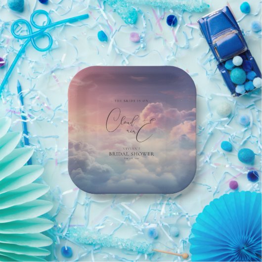 Wasserfarbe Dreamy Sonnenuntergang Cloud 9 Brautpa Pappteller (Party)