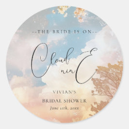 Wasserfarbe Dreamy Sonnenuntergang Cloud 9 Brautpa Runder Aufkleber