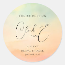 Wasserfarbe Dreamy Sonnenuntergang Cloud 9 Brautpa Runder Aufkleber