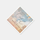 Wasserfarbe Dreamy Sonnenuntergang Cloud 9 Brautpa Serviette (Ecke)