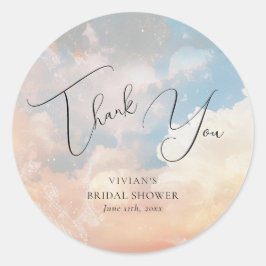 Wasserfarbe Dreamy Sunset Cloud 9 Vielen Dank Runder Aufkleber