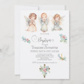 Wasserfarbe Drei Engel Taufe Baby Einladung (Vorderseite)