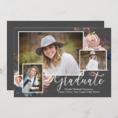 Wasserfarbe Drei Fotos Blumenstuhlparty Einladung (Vorne/Hinten)