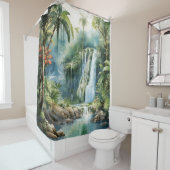 Wasserfarbe Dschungel Wasserfall Duschvorhang (Beispiel)