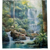 Wasserfarbe Dschungel Wasserfall Duschvorhang (Vorderseite)