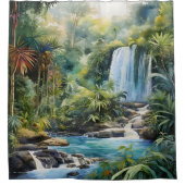 Wasserfarbe Dschungel Wasserfall Duschvorhang (Vorderseite)