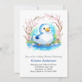 Wasserfarbe Duckling Niedlich Meadow Boy Babydusch Einladung (Vorderseite)