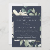 WASSERFARBE-DUSCHE IN DER WEISSEN NAVY-FLORA EINLADUNG (Vorderseite)