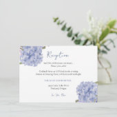 Wasserfarbe Dusty Blue Hydrangea Empfang Begleitkarte (Stehend Vorderseite)