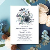 Wasserfarbe Dusty Blue Navy Floral Bridal Brunch Einladung