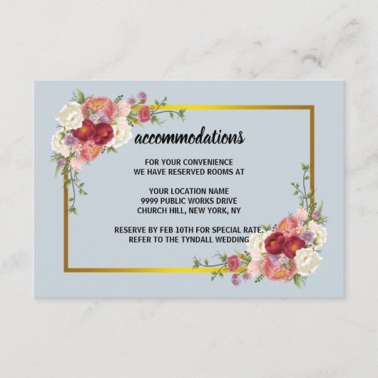 Wasserfarbe Dusty Gray Gold Blush Peach Hochzeit Begleitkarte (Vorderseite)