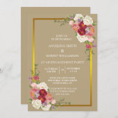 Wasserfarbe Dusty Gray Gold Blush Peach Hochzeit Einladung (Vorne/Hinten)