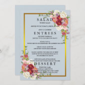 Wasserfarbe Dusty Gray Gold Blush Peach Hochzeit Menükarte (Vorne/Hinten)