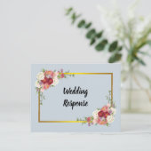 Wasserfarbe Dusty Gray Gold Blush Peach Hochzeit Postkarte (Stehend Vorderseite)