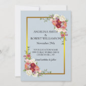 Wasserfarbe Dusty Gray Gold Blush Peach Hochzeit Save The Date (Vorderseite)