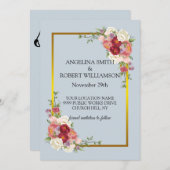 Wasserfarbe Dusty Gray Gold Blush Peach Hochzeit Save The Date (Vorne/Hinten)