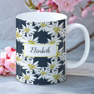 Wasserfarbe Edelweiss Personalisiert Alpenflora Kaffeetasse