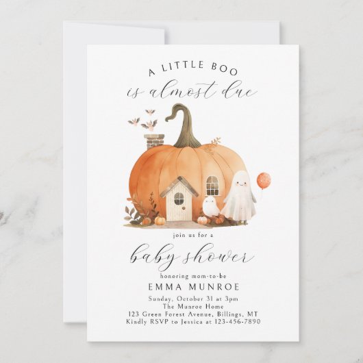 Wasserfarbe Ein kleiner Boo ist fast nötig Babydus Einladung (Vorderseite)