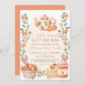 Wasserfarbe Ein kleiner Pfirsich ist auf dem Weg Einladung (Vorne/Hinten)