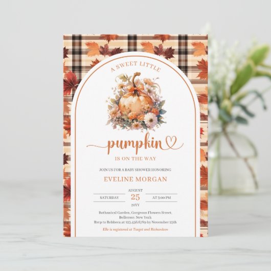 Wasserfarbe Ein kleines Kürbisfallen Blumenmädchen Einladung (Stehend Vorderseite)