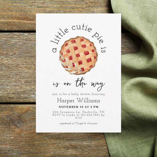 Wasserfarbe Ein Süsse Pie ist auf dem Weg Babydusc Einladung