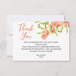 Wasserfarbe Ein süßer, kleiner Pfirsich Dankeskarte