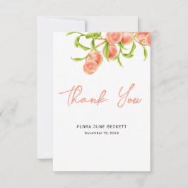 Wasserfarbe Ein süßer, kleiner Pfirsich Dankeskarte