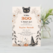 Wasserfarbe ein wenig Boo Halloween Babydusche Einladung (Stehend Vorderseite)
