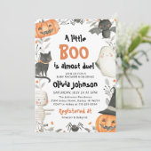 Wasserfarbe ein wenig Boo Halloween Babydusche Einladung (Stehend Vorderseite)