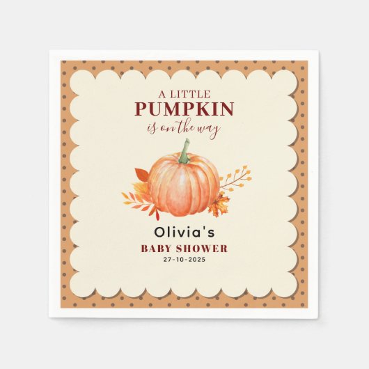 Wasserfarbe ein wenig Pumpkin Niedliche Fall Baby Serviette (Vorderseite)