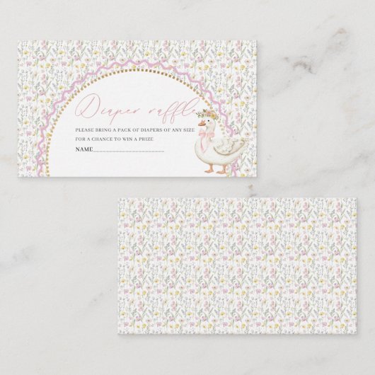 Wasserfarbe eine alberne Gänse Babydusche Windelra Begleitkarte (Vorne/Hinten)