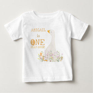 Wasserfarbe Eine Alberne Gänse Wildblume 1. Geburt Baby T-shirt