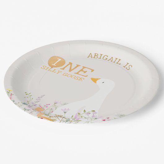 Wasserfarbe Eine Alberne Gänse Wildblume 1. Geburt Pappteller (Schrägansicht)