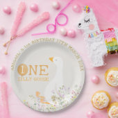 Wasserfarbe Eine Alberne Gänse Wildblume 1. Geburt Pappteller (Party)