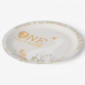 Wasserfarbe Eine Alberne Gänse Wildblume 1. Geburt Pappteller (Schrägansicht)