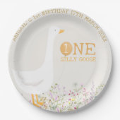 Wasserfarbe Eine Alberne Gänse Wildblume 1. Geburt Pappteller (Vorderseite)