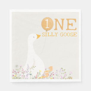 Wasserfarbe Eine Alberne Gänse Wildblume 1. Geburt Serviette