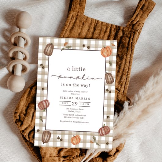 Wasserfarbe Eine kleine Pumpkin Baby Dusche Einladung