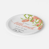 Wasserfarbe Eine süße kleine Pfirsichdusche Pappteller (Schrägansicht)