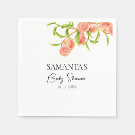 Wasserfarbe Eine süße kleine Pfirsichdusche Serviette