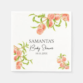 Wasserfarbe Eine süße kleine Pfirsichdusche Serviette