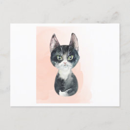 Wasserfarbe einer flauschigen, lustigen Katze Postkarte