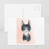 Wasserfarbe einer flauschigen, lustigen Katze Postkarte (Vorne/Hinten)