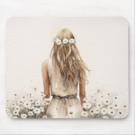 Wasserfarbe einer jungen Frau auf dem Sumpffeld Mousepad