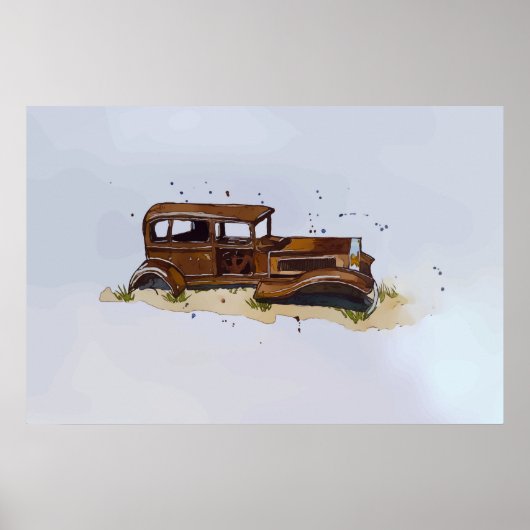 Wasserfarbe einer rostigen Muschel eines Lieferwag Poster (Vorne)