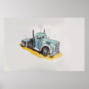 Wasserfarbe eines Halbwagens, stilisiert Poster