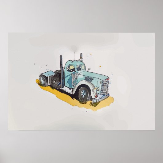 Wasserfarbe eines Halbwagens, stilisiert Poster (Vorne)