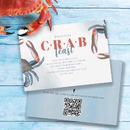 Wasserfarbe Einfache blaue Krabbe QR Code Social M Einladung