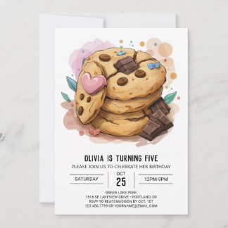Wasserfarbe Einfache Chic Cookies Geburtstag Einladung