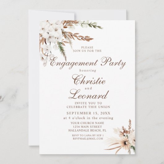 Wasserfarbe Einfache Elegante Boho Engagement Part Einladung (Vorderseite)